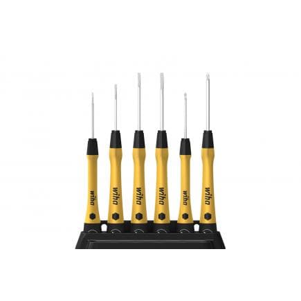 WIHA 43707 - Jeu de tournevis de précision à fente PicoFinish® ESD Phillips avec support (7 pcs.)