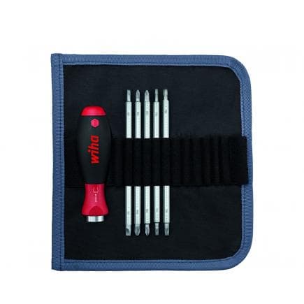 WIHA 32298 - Jeu de tournevis avec 7 lames de rechange SYSTEM 6 assorties avec trousse enroulable