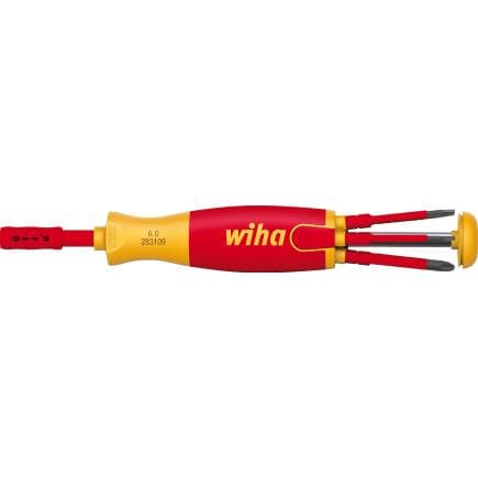 WIHA 38611 - Tournevis électrique avec magasin d'embouts isolés LiftUp 1000V avec 6 slimBits Phillips, positif-négatif / Pozidriv et à fente