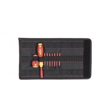 WIHA 41233 - Jeu de tournevis et 10 embouts slimVario® 1000V à fente, Pozidriv et positif-négatif/Pozidriv avec trousse pliable
