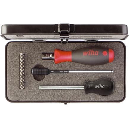 WIHA 26893 - Jeu de tournevis dynamométriques TorqueVario®-S plage de couple mécanique à réglage variable avec 14 embouts assortis en coffret