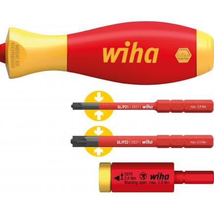 WIHA 41478 - Jeu d'adaptateurs dynamométriques électriques easyTorque 1000V avec support slimVario® et slimBit SL / PZ sous blister (4 pcs.)