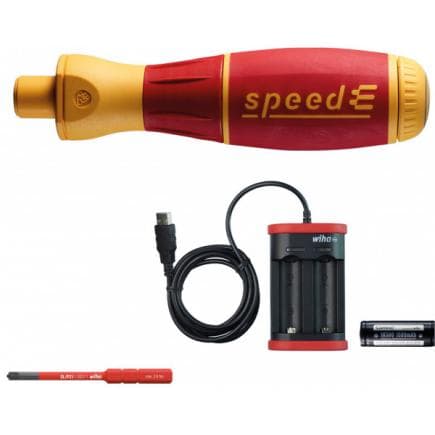 WIHA 44351 - Jeu tournevis à assistance électrique speedE®I 1000V avec slimBit, batterie et chargeur USB (4 pcs.)