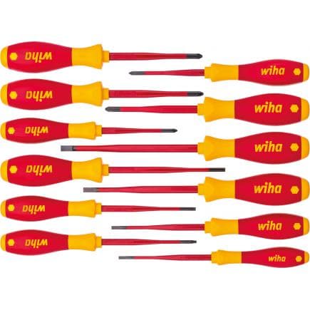 WIHA 41003 - Jeu de tournevis électriques SoftFinish® 1000V slimFix assortis (12 pcs.)