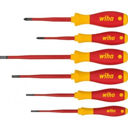 WIHA 35389 - Jeu de tournevis électriques SoftFinish® 1000V slimFix à fente Phillips (6 pcs.)
