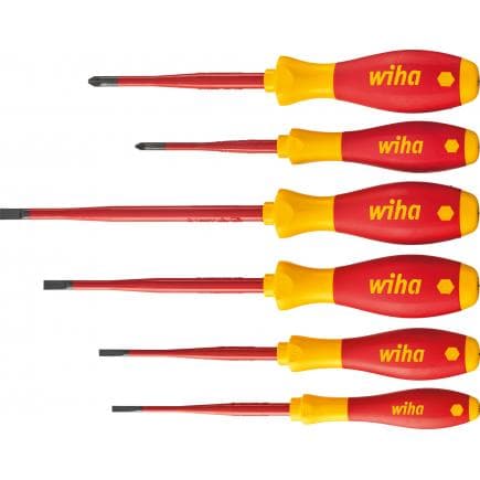 WIHA 36455 - Jeu de tournevis électriques SoftFinish® 1000V slimFix à fente et Pozidriv (6 pcs.)