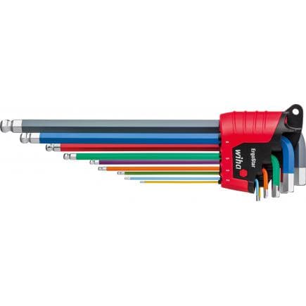 WIHA 41483 - Jeu de clés Allen dans support ErgoStar à tête sphérique hexagonale aux couleurs vives (10 pcs.)