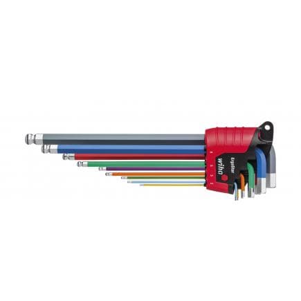 WIHA 41979 - Jeu de clés Allen dans support ErgoStar à tête sphérique hexagonale MagicRing® aux couleurs vives (10 pcs.)