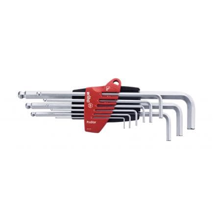 WIHA 07185 - Jeu de clés Allen dans support ProStar avec tête sphérique hexagonale chrome mat (10 pcs.)