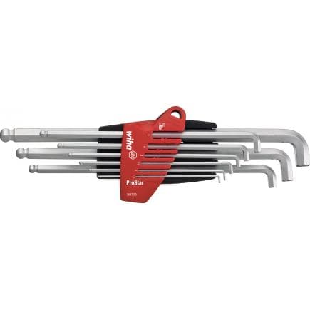 WIHA 35480 - Jeu de clés Allen dans support ProStar avec tête sphérique hexagonale à jambe courte chrome mat (10 pcs.)