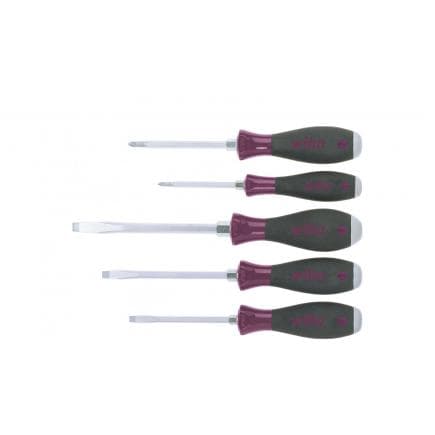 WIHA 29138 - Jeu de tournevis MicroFinish à fente Phillips avec lame hexagonale continue et cache-vis en acier robuste (5 pcs.)