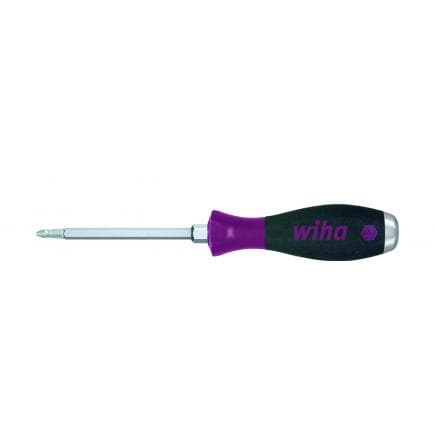 WIHA 29158 - Tournevis MicroFinish® Pozidriv avec lame hexagonale continue et cache-vis en acier robuste