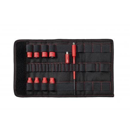 WIHA 43466 - Jeu d'embouts pour clé à douilles électrique 1/4" TorqueVario®-S 1000V assorti avec adaptateurs et sac pliable (11 pcs.)