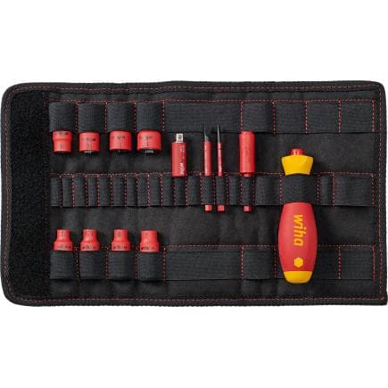 WIHA 43467 - Jeu de tournevis et embouts pour clé à douilles 1/4" slimVario® electric 1000V assortis en coffret pliant (14 pcs.)