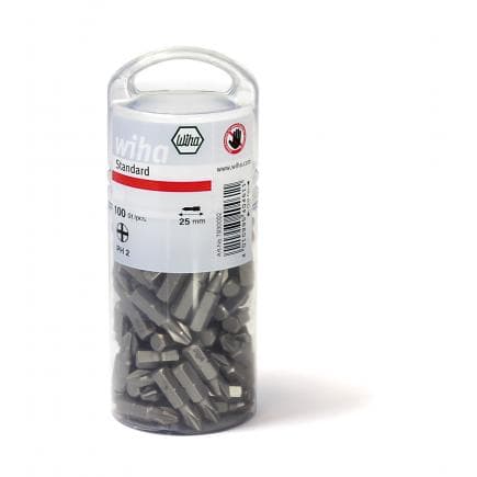 WIHA 40461 - Jeu d'embouts Standard 25 mm Phillips 1/4" en vrac (100 pcs.)