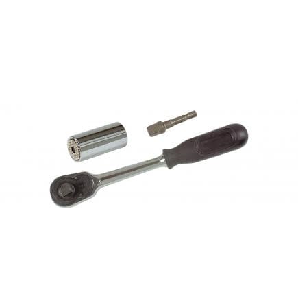 WIHA 20783 - Jeu d'embouts pour clé à douilles à pince hexagonale avec cliquet 3/8" et adaptateur pour tournevis sous blister (3 pcs.)