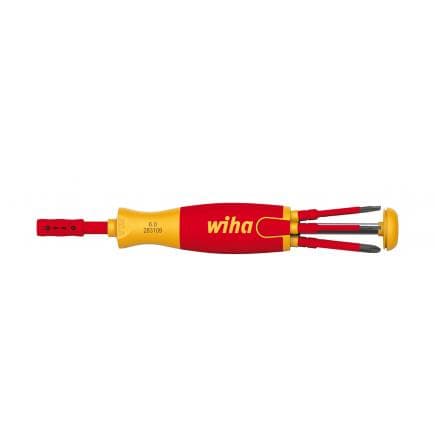 WIHA 38613 - Tournevis électrique avec magasin d'embouts isolés LiftUp 1000V avec 6 slimBits Phillips, positif-négatif / Pozidriv et à fente sous...