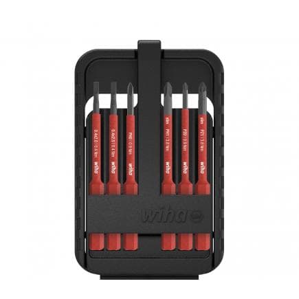 WIHA 43160 - Jeu d'embouts slimBit électriques 1000V à fente, Phillips et Pozidriv en coffret slimBit (7 pcs.)