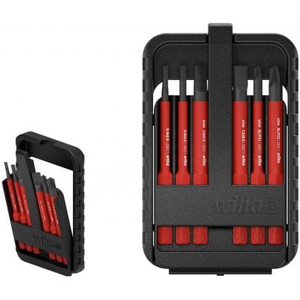 WIHA 43162 - Jeu d'embouts slimBit électriques 1000V à fente, Phillips, Pozidriv, positif-négatif/Pozidriv et TORX® en coffret slimBit (13 pcs.)