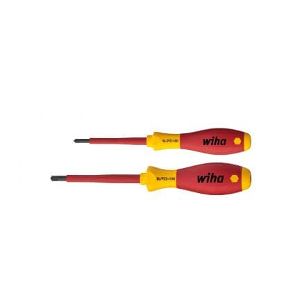 WIHA 32282 - Jeu de tournevis électriques SoftFinish® 1000V positif-négatif/Pozidriv sous blister (2 pcs.)