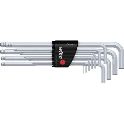 WIHA 36454 - L-key set in Compact holder hexagonal ball end matt chrome-plated in blister pack (12-pcs.)