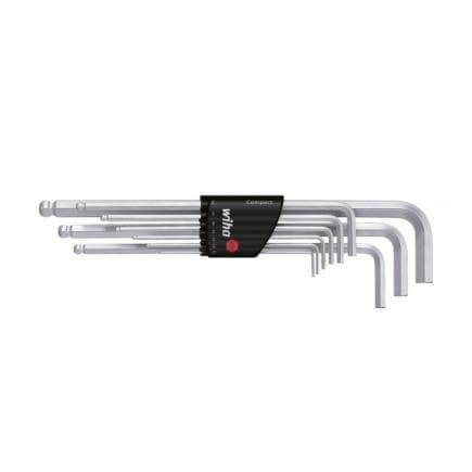 WIHA 02292 - Jeu de clés Allen dans support Compact avec tête sphérique hexagonale chrome mat sous blister (10 pcs.)