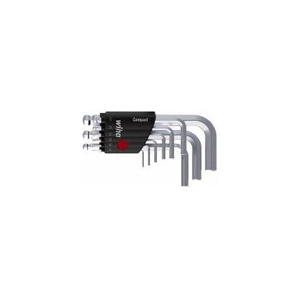 WIHA 40411 - Jeu de clés Allen dans support Compact avec tête sphérique hexagonale courte, chrome mat sous blister (10 pcs.)