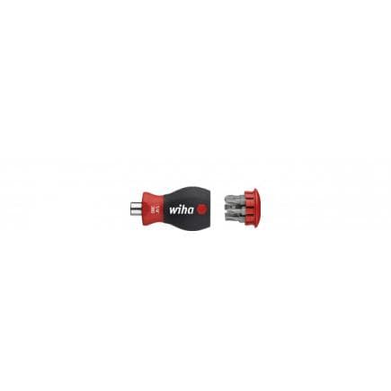 WIHA 33738 - Tournevis avec porte-embout à magasin magnétique avec 6 embouts Phillips et 1/4" Stubby à fente sous blister