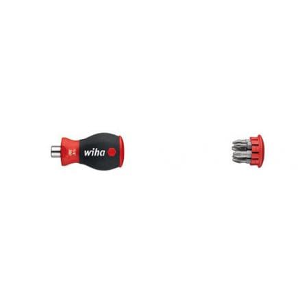 WIHA 33741 - Tournevis avec porte-embout magnétique à magasin avec 6 embouts Pozidriv et Phillips Stubby 1/4" sous blister