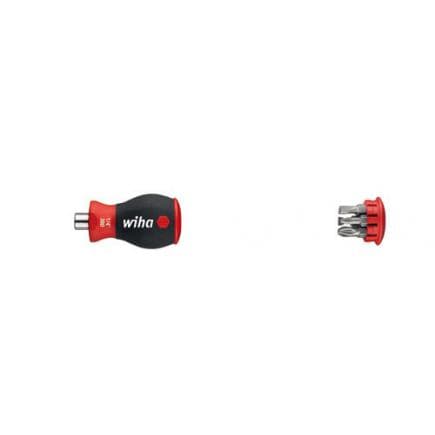 WIHA 33746 - Tournevis avec porte-embout magnétique à chargeur avec 6 embouts à fente et Pozidriv Stubby 1/4" en blister