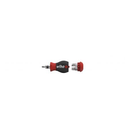 WIHA 43613 - Tournevis porte-embout avec magasin magnétique Stubby avec 7 embouts doubles assortis