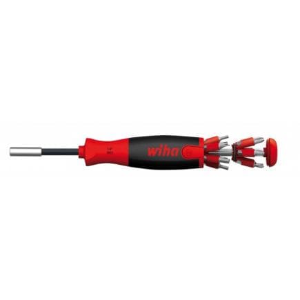 WIHA 38605 - Tournevis avec porte-embout avec magasin magnétique LiftUp 25 avec 12 embouts assortis 1/4" sous blister