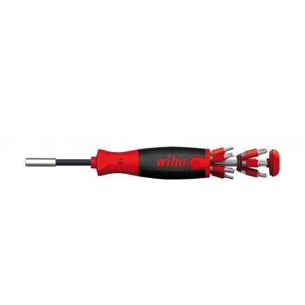 WIHA 38606 - Tournevis avec porte-embout avec magasin magnétique LiftUp 25 avec 12 embouts assortis 1/4" sous blister
