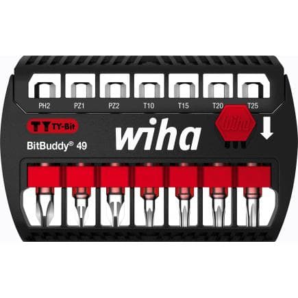 WIHA 42117 - Jeu d'embouts BitBuddy® TY 49 mm Phillips, Pozidriv et TORX® 1/4" (8 pcs.)