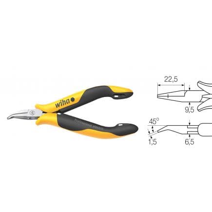 WIHA 26802 - Pince semi-ronde Professional ESD forme courbe, env. 45°