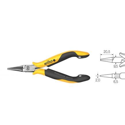 WIHA 26804 - Pince ronde Professional ESD à mâchoires rondes, courtes