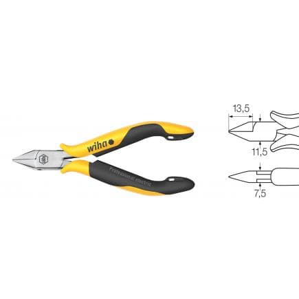 WIHA 27446 - Pince coupante Professional ESD à tête pointue large et retenue de chute avec petite coupe