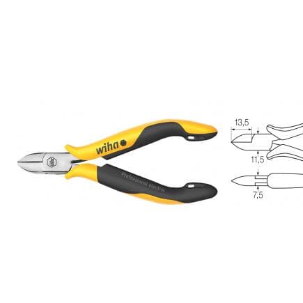 WIHA 26831 - Pince coupante Professional ESD à tête semi-ronde large avec coupe