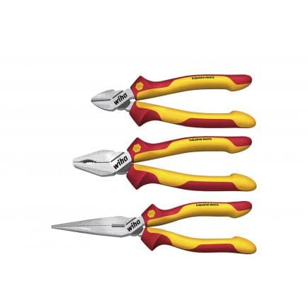 WIHA 38637 - Jeu de pinces électriques Industrial 1000V avec pince universelle, pince demi-rond et pince coupante avec porte-outils (4 pcs.)