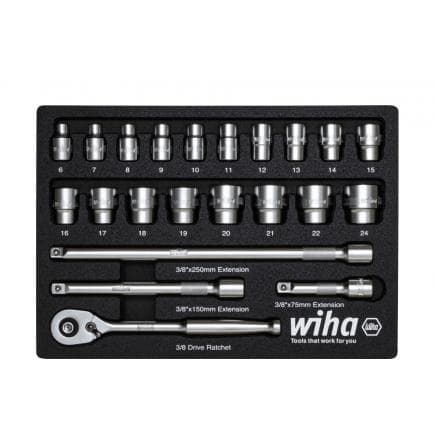 WIHA 44708 - Jeu de cliquet et embouts 3/8'' (23 pièces)