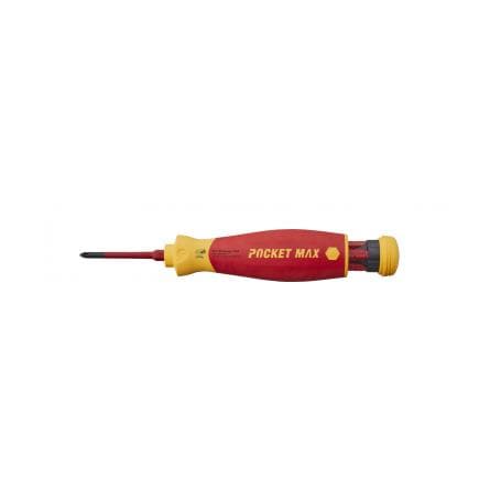 WIHA 45296 - Tournevis électrique PocketMax® avec porte-embout en stock, assorti de 4 slimBits