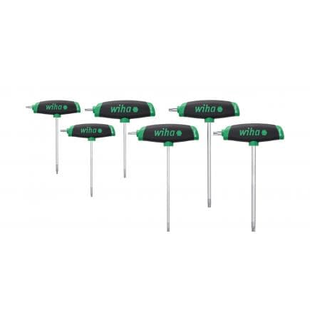 WIHA 45622 - Jeu de clés mâles avec manche en T ComfortGrip TORX® avec lame latérale, chromées mat (6 pcs.)
